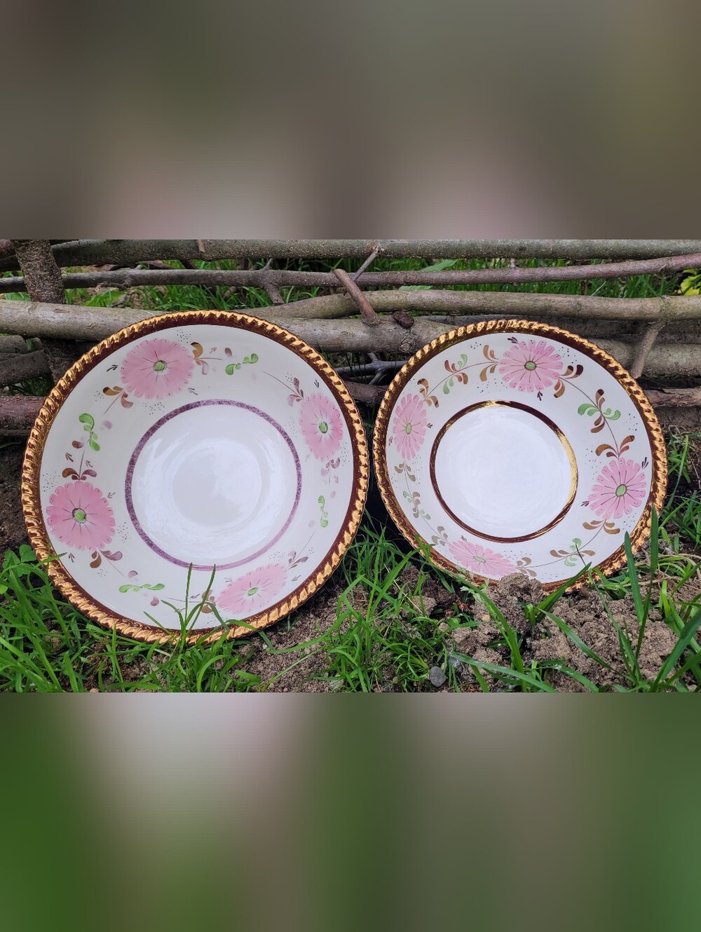 Vintage Pink Lustreware Bowls Daisy Floral Enoch Wedgwood Old Castle Farmhouse